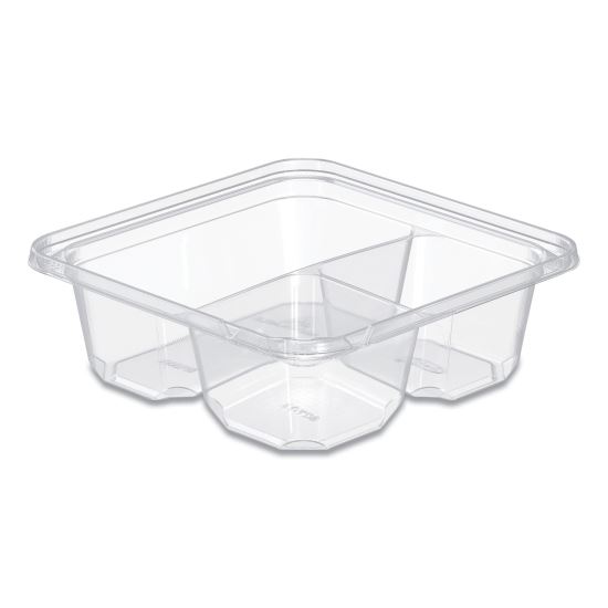 TamperGuard Snack Boxes, 3 Compartments, 6.3 x 6.3 x 2.1, Clear, Plastic, 300/Carton1