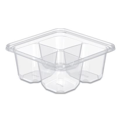 TamperGuard Snack Boxes, 4 Compartments, 6.3 x 6.3 x 2.6, Clear, Plastic, 300/Carton1