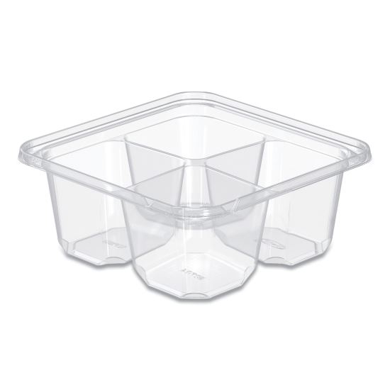 TamperGuard Snack Boxes, 4 Compartments, 6.3 x 6.3 x 2.6, Clear, Plastic, 300/Carton1