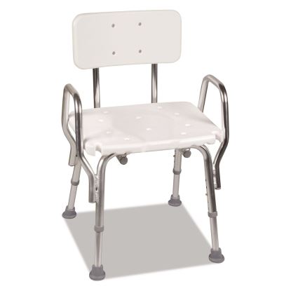 Shower Chair with Back, Supports Up to 350 lb, 16" to 20" Seat Height, White/Silver1