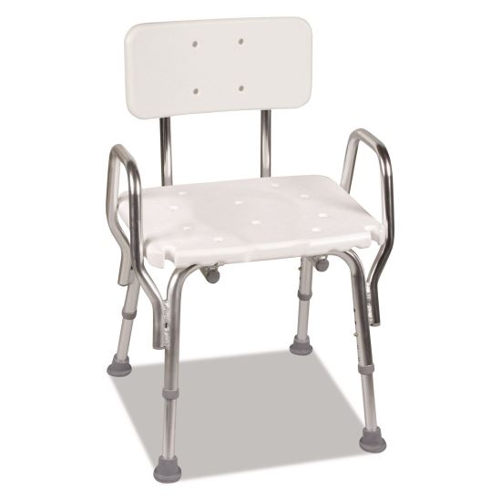Shower Chair with Back, Supports Up to 350 lb, 16" to 20" Seat Height, White/Silver1