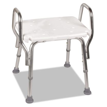 Shower Chair, Backless, Supports Up to 350 lb, 16" to 20" Seat Height, White/Aluminum1