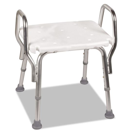 Shower Chair, Backless, Supports Up to 350 lb, 16" to 20" Seat Height, White/Aluminum1