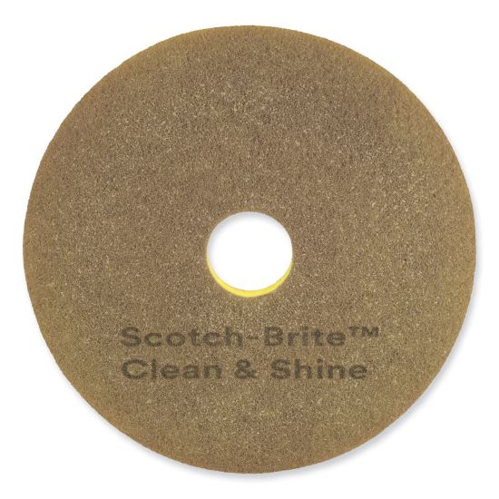 Clean and Shine Pad, 18" Diameter, Brown/Yellow, 5/Carton1