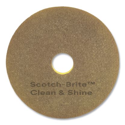 Clean and Shine Pad, 16" Diameter, Brown/Yellow, 5/Carton1