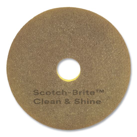 Clean and Shine Pad, 14" Diameter, Brown/Yellow, 5/Carton1