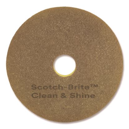 Clean and Shine Pad, 12" Diameter, Brown/Yellow, 5/Carton1