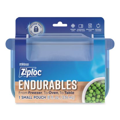 Endurables Silicone Pouches, Small, 8 oz, 7.4" x 5.9", Clear, 8/Carton1
