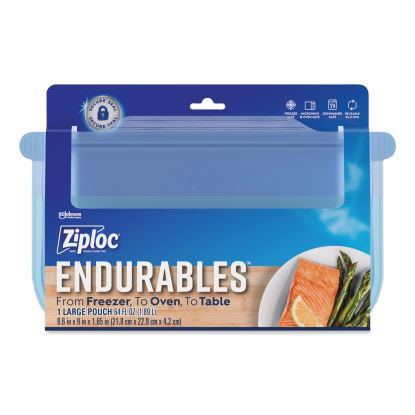 Endurables Silicone Pouches, Large, 64 oz, 8.6" x 9", Clear, 7/Carton1