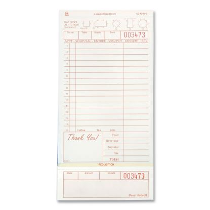 Guest Check Loose-Pack Refill, 15 Lines, Three-Part Carbonless, 4.2 x 8.5, 200 Forms/Pad, 10 Pads/Carton1