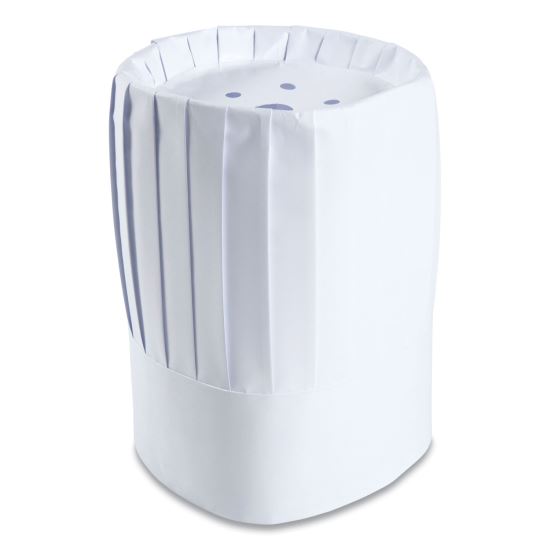 Pleated Chef's Hats, Paper, Adjustable, 10" Tall, One Size, White, 24/Carton1