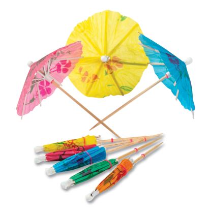 Cocktail Parasols, 3", Assorted, 144/Box, 50 Boxes/Carton1