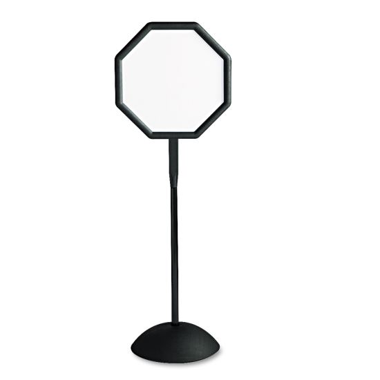 WriteWay Two-Sided Dry Erase Standing Message Sign, White 18" x 18" Octagon Surface, Black Frame, 18" x 18" x 65"1
