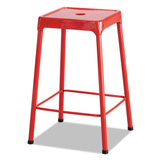 Counter-Height Steel Stool, Backless, Supports Up to 250 lb, 25" Seat Height, Red1