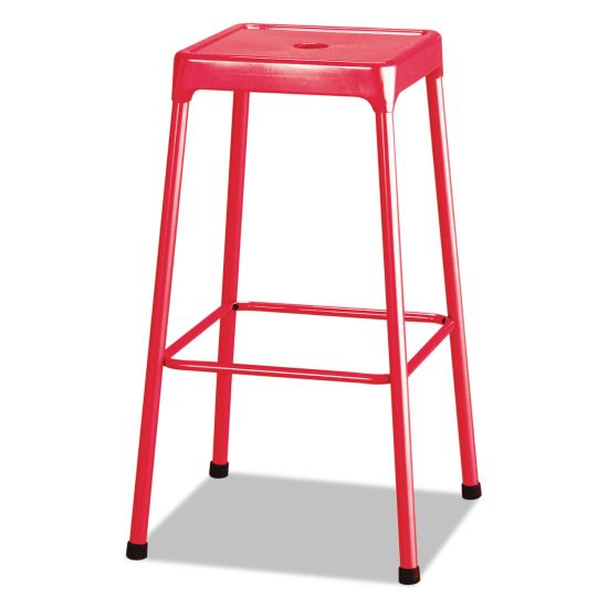 Bar-Height Steel Stool, Backless, Supports Up to 250 lb, 29" Seat Height, Red1