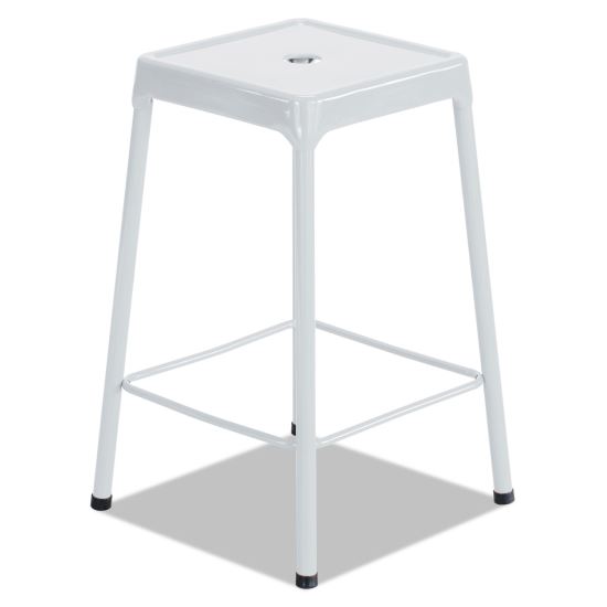 Bar-Height Steel Stool, Backless, Supports Up to 250 lb, 29" Seat Height, White1
