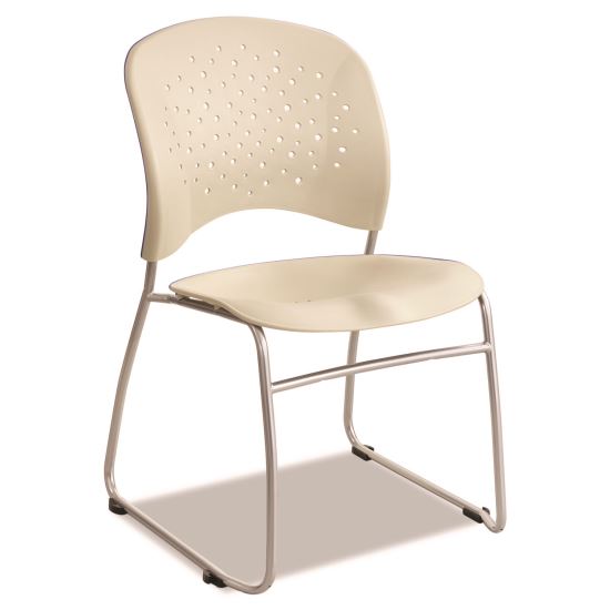 Reve Guest Chair with Sled Base, 19.75" x 23.5" x 33.5", Latte Seat, Latte Back, Silver Base, 2/Carton1