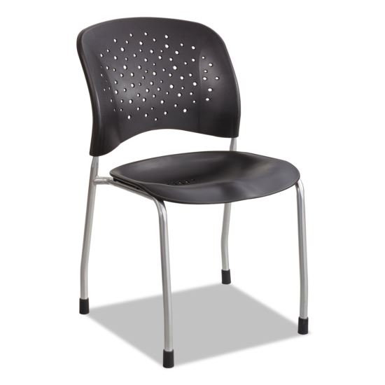 Reve Guest Chair with Straight Legs, 19" x 24.5" x 33.5", Black Seat, Black Back, Silver Base, 2/Carton1