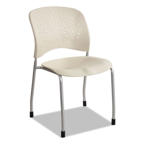 Reve Guest Chair with Straight Legs, 19" x 24.5" x 33.5", Latte Seat, Latte Back, Silver Base, 2/Carton1