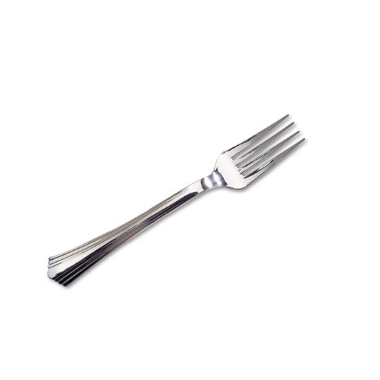 Reflections Heavyweight Plastic Utensils, Fork, Silver, 80/Box1