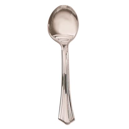 Heavyweight Plastic Soup Spoons, Reflections Design, Silver, 600/Carton1