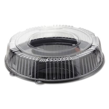 Round Catering Tray with Dome Lid, 16" Diameter, Black/Clear, Plastic, 25/Carton1
