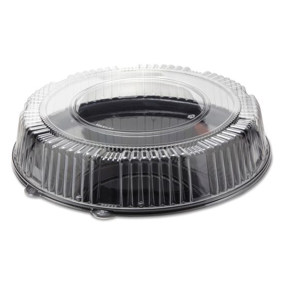 Round Catering Tray with Dome Lid, 16" Diameter, Black/Clear, Plastic, 25/Carton1
