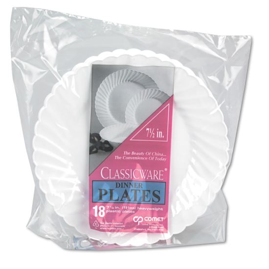 Classicware Plates, Plastic, 7.5" dia, White, 180/Carton1