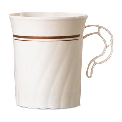 Masterpiece Plastic Mugs, 8 oz, Ivory with Gold Print, 8/Pack, 24 Pack/Carton1