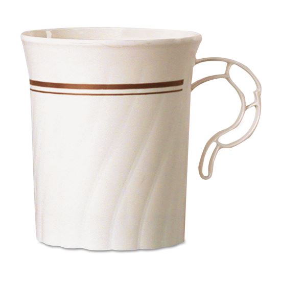 Masterpiece Plastic Mugs, 8 oz, Ivory with Gold Print, 8/Pack, 24 Pack/Carton1