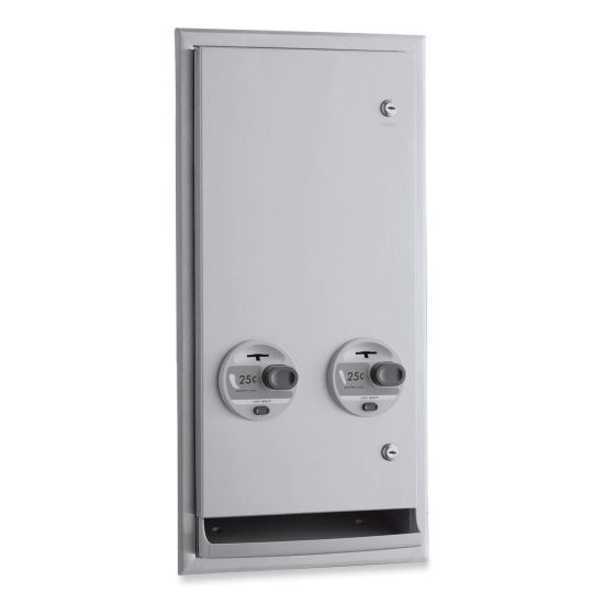 ClassicSeries Recessed or Semi-Recessed Napkin/Tampon Vendor, 25 Cent Coin Mechanism, 13.88 x 7.94 x 27.88, Stainless Steel1