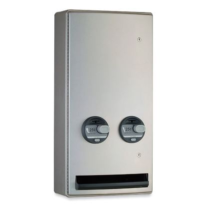 ConturaSeries Surface-Mounted Napkin/Tampon Vendor, 25 Cent Coin Mechanism, 14.5 x 7.13 x 28.5, Stainless Steel1