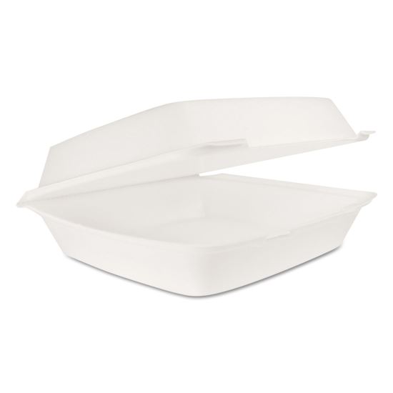 Hinged Lid Carryout Container, 9.5 x 10.33 x 3.5, White, Foam, 100/Bag, 2 Bags/Carton1