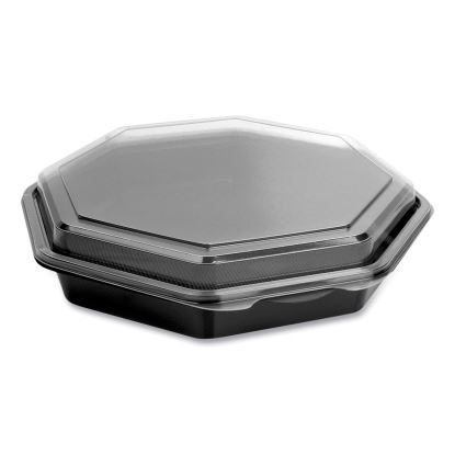 OctaView Hinged-Lid Cold Food Containers, 9.2 x 9.6 x 2, Black/Clear, Plastic, 100/Carton1