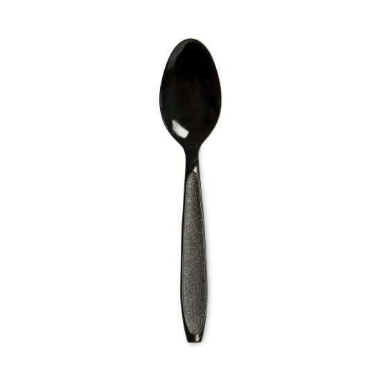 Impress Heavyweight Full-Length Polystyrene Cutlery, Spoon, Plastic, Black, 1,000/Carton1