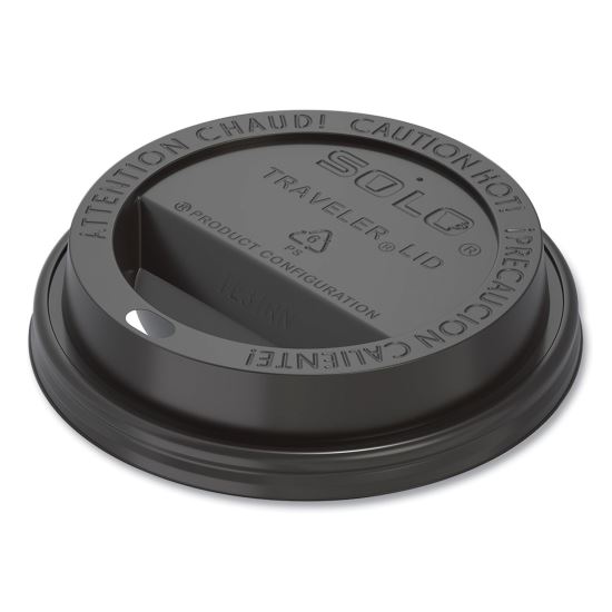 Traveler Cappuccino Style Dome Lid, Fits 10 oz Hot Cups, Plastic, Black, 1,000/Carton1