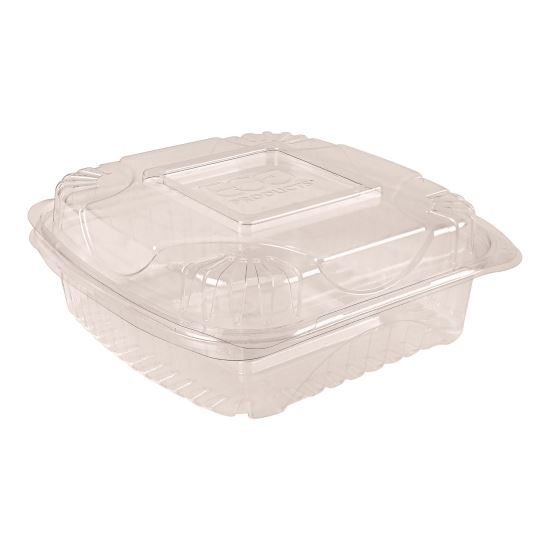 Renewable and Compostable Clear Clamshell Hinged Food Containers, 8 x 8 x 3, Plastic, 80/Pack, 2 Packs/Carton1