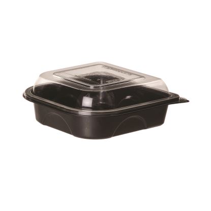 100% Recycled Content 6" Premium Take Out Containers, 12.5 oz, Black Base/Clear Lid, Plastic, 50/Pack, 3 Packs/Carton1