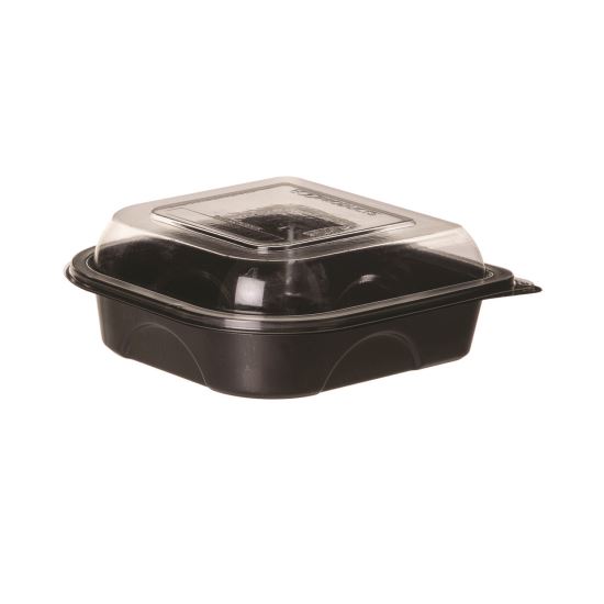 100% Recycled Content 6" Premium Take Out Containers, 12.5 oz, Black Base/Clear Lid, Plastic, 50/Pack, 3 Packs/Carton1