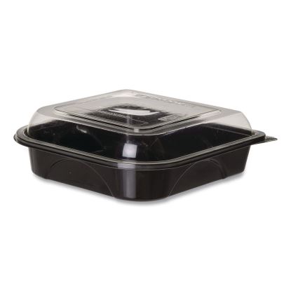 BlueStripe Premium Take-Out Containers, 6.77 x 6.6 x 2.31, Black/Clear, Base/Lid Combo, Plastic, 150/Carton1
