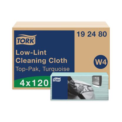 Low-Lint Cleaning Cloth, 1-Ply, 14 x 16.34, Unscented, Turquoise, 120/Pack, 4 Packs/Carton1