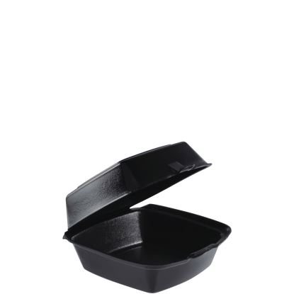 Foam Hinged Lid Containers, Large Sandwich, 6 x 5.9 x 3, Black, 125/Bag, 4 Bags/Carton1