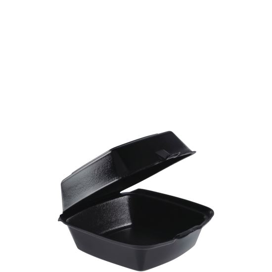 Foam Hinged Lid Containers, Large Sandwich, 6 x 5.9 x 3, Black, 125/Bag, 4 Bags/Carton1