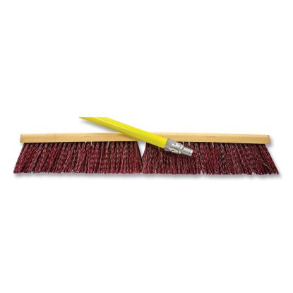 Poly Push Broom Kit, 24" x 60" Metal Handle, Maroon/Yellow1