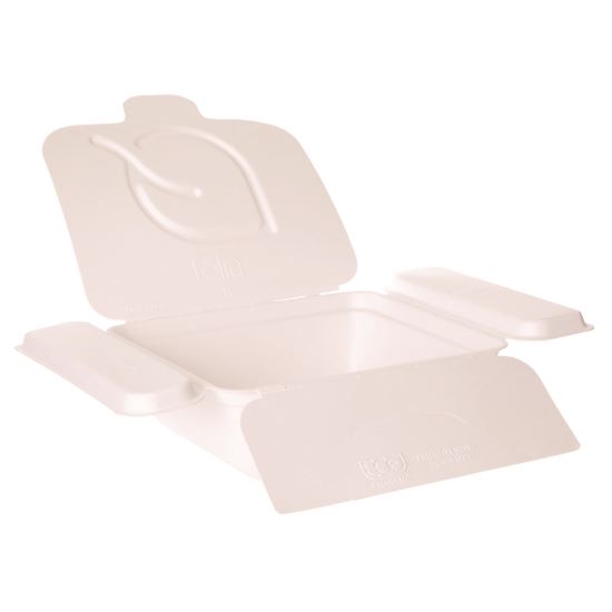 Vanguard Folia Renewable and Compostable Take-Out Container, 3 Compartments, 22 oz, 5.39 x 5.94 x 2, White, Sugarcane, 300/CT1