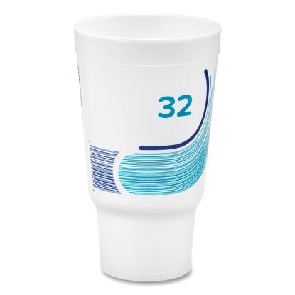 Breeze Hot/Cold Insulated Foam Drinking Cups, Pedestal Cup, 32 oz, Teal/White/Blue, 400/Carton1