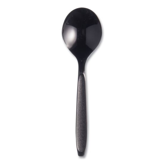 Reliance Mediumweight Cutlery, Soup Spoon, Plastic, Black, 1,000/Carton1