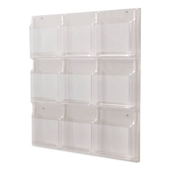 Clear2c Magazine Rack, 9 Pockets, 29 x 3 x 36, Clear1