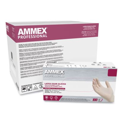 Latex Exam Gloves, Powder-Free, Small, 4 mil (Palm), 5 mil (Fingers), 9.5" Long, Ivory, 100/Box, 10 Boxes/Carton1