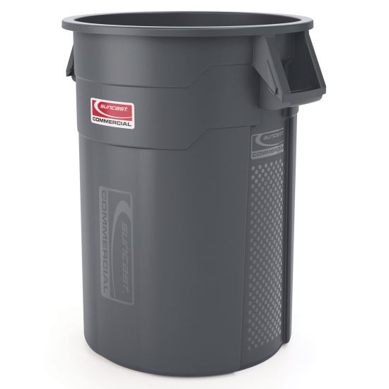 Utility Trash Can, 56.9 gal, Plastic, Gray1